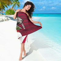 Liberia Sarong with Leopard Head, White Lily, and Red Chili Tribal Design - Wonder Print Shop