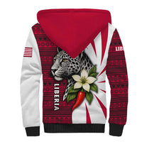 Liberia Sherpa Hoodie with Leopard Head, White Lily, and Red Chili Tribal Design - Wonder Print Shop