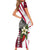 Liberia Short Sleeve Bodycon Dress with Leopard Head, White Lily, and Red Chili Tribal Design - Wonder Print Shop