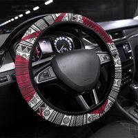 Liberia Steering Wheel Cover with Leopard Head, White Lily, and Red Chili Tribal Design - Wonder Print Shop