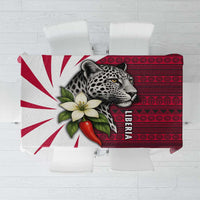 Liberia Tablecloth with Leopard Head, White Lily, and Red Chili Tribal Design - Wonder Print Shop