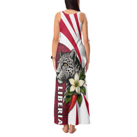 Liberia Tank Maxi Dress with Leopard Head, White Lily, and Red Chili Tribal Design - Wonder Print Shop