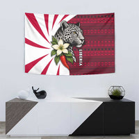 Liberia Tapestry with Leopard Head, White Lily, and Red Chili Tribal Design - Wonder Print Shop