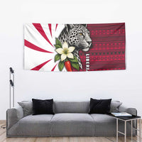 Liberia Tapestry with Leopard Head, White Lily, and Red Chili Tribal Design - Wonder Print Shop