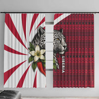 Liberia Window Curtain with Leopard Head, White Lily, and Red Chili Tribal Design - Wonder Print Shop