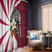 Liberia Window Curtain with Leopard Head, White Lily, and Red Chili Tribal Design - Wonder Print Shop