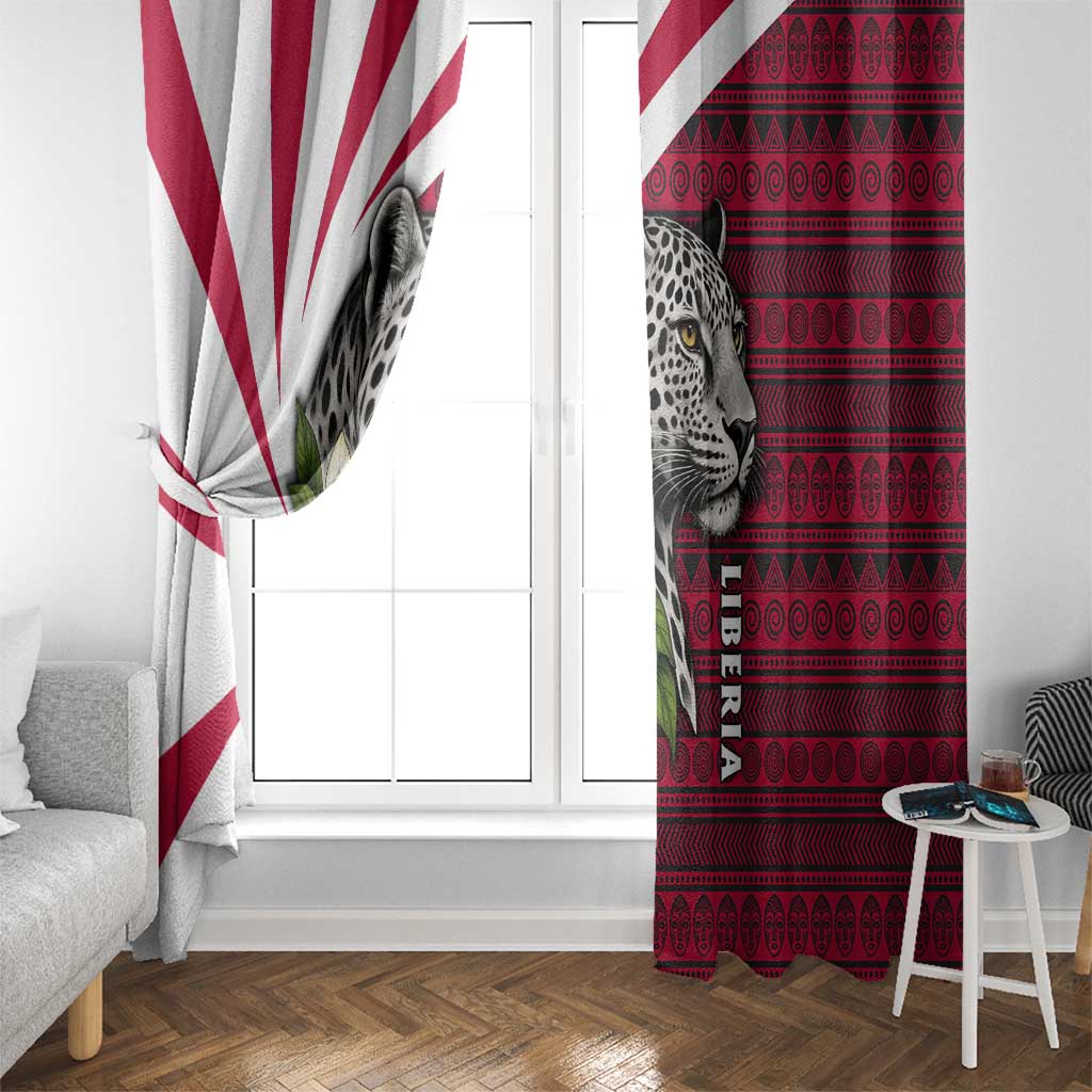 Liberia Window Curtain with Leopard Head, White Lily, and Red Chili Tribal Design - Wonder Print Shop