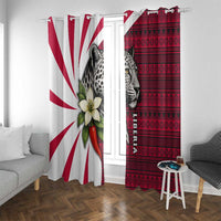 Liberia Window Curtain with Leopard Head, White Lily, and Red Chili Tribal Design - Wonder Print Shop
