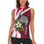 Liberia Women Sleeveless Polo Shirt with Leopard Head, White Lily, and Red Chili Tribal Design - Wonder Print Shop