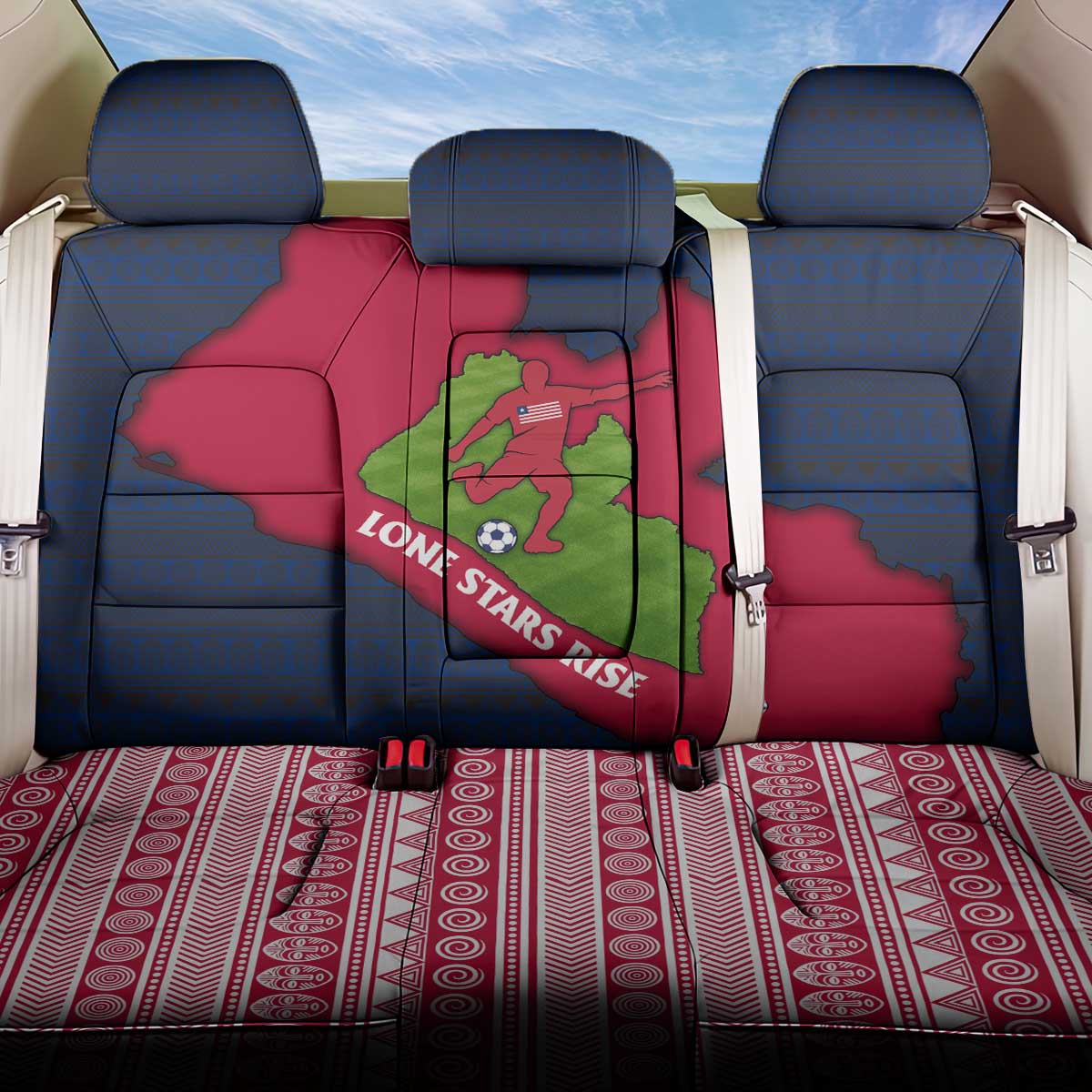 Liberia Lone Stars Rise Football Back Car Seat Cover with Map Graphic and National Flag Design