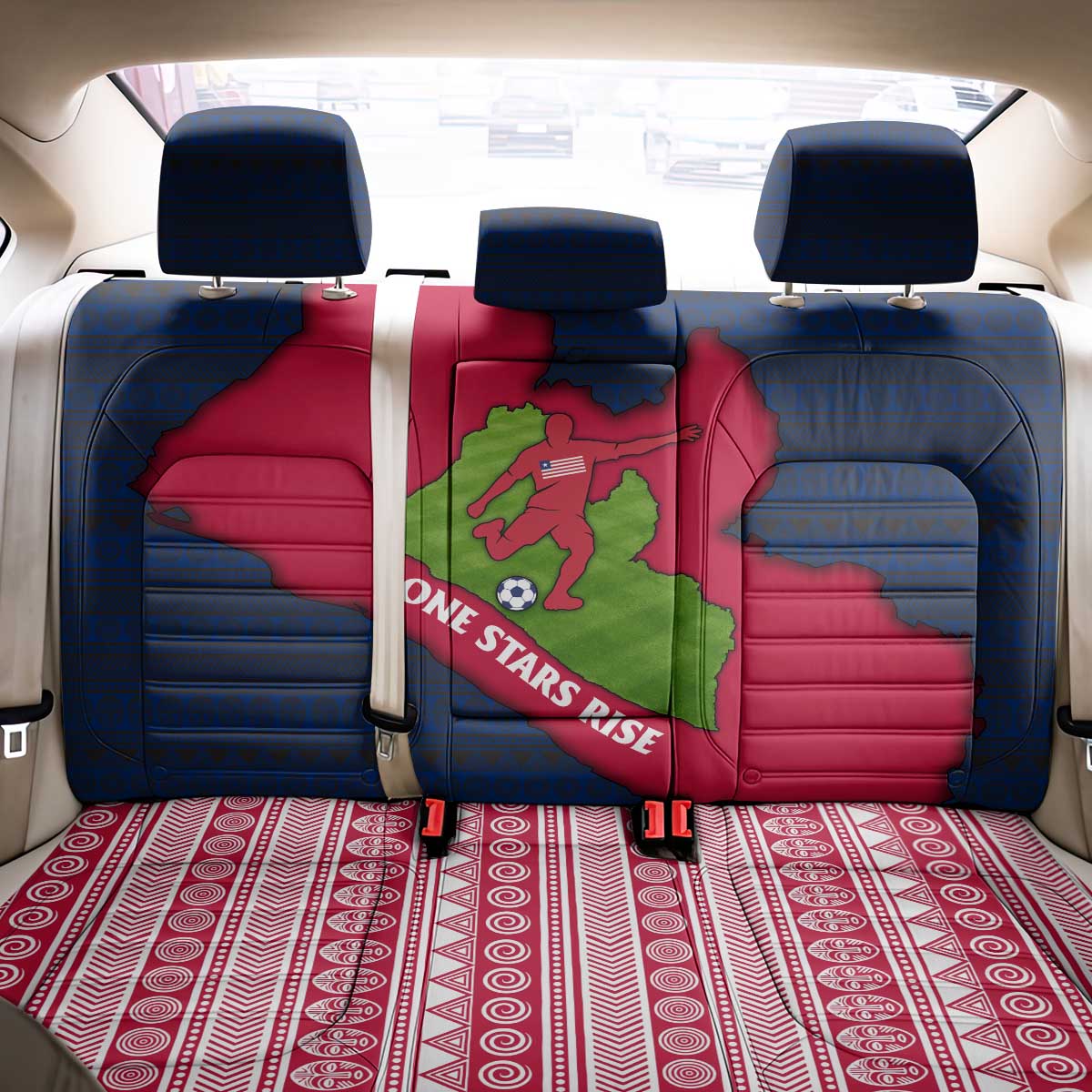Liberia Lone Stars Rise Football Back Car Seat Cover with Map Graphic and National Flag Design