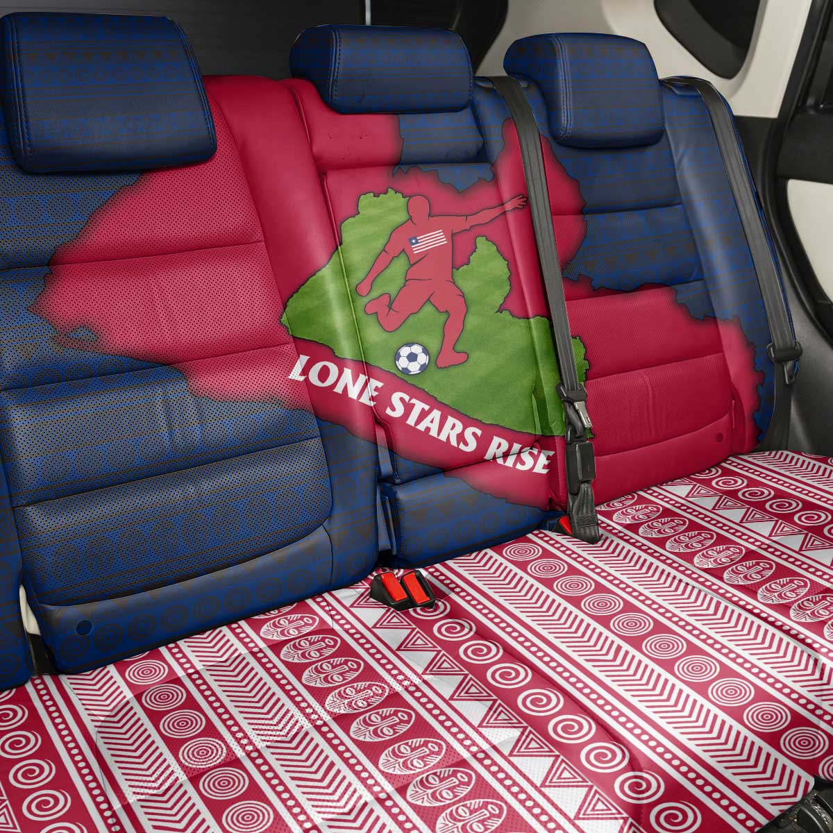 Liberia Lone Stars Rise Football Back Car Seat Cover with Map Graphic and National Flag Design