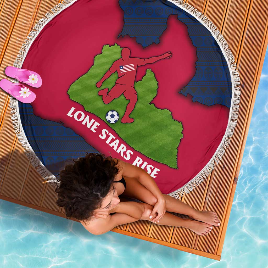 Liberia Lone Stars Rise Football Beach Blanket with Map Graphic and National Flag Design