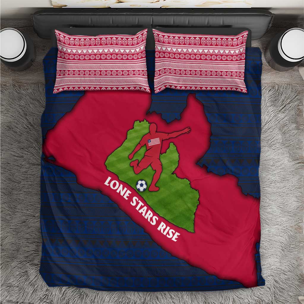 Liberia Lone Stars Rise Football Bedding Set with Map Graphic and National Flag Design