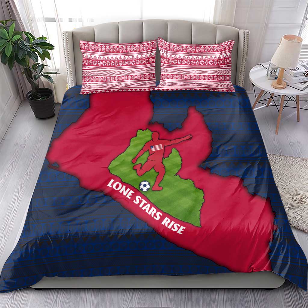 Liberia Lone Stars Rise Football Bedding Set with Map Graphic and National Flag Design