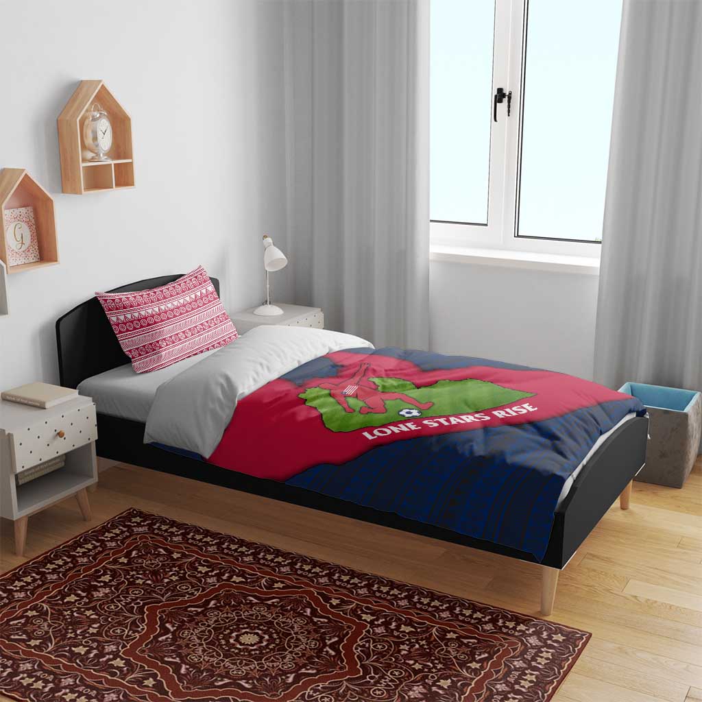 Liberia Lone Stars Rise Football Bedding Set with Map Graphic and National Flag Design