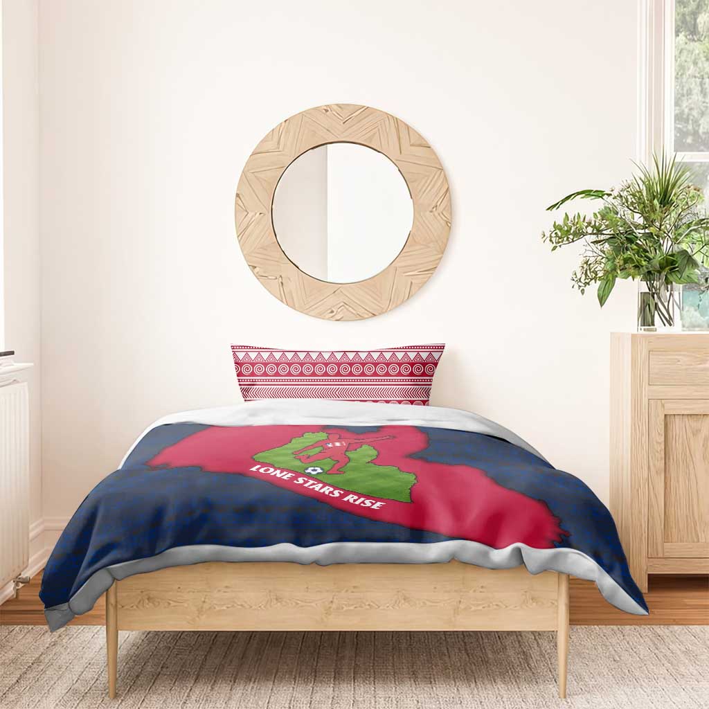 Liberia Lone Stars Rise Football Bedding Set with Map Graphic and National Flag Design