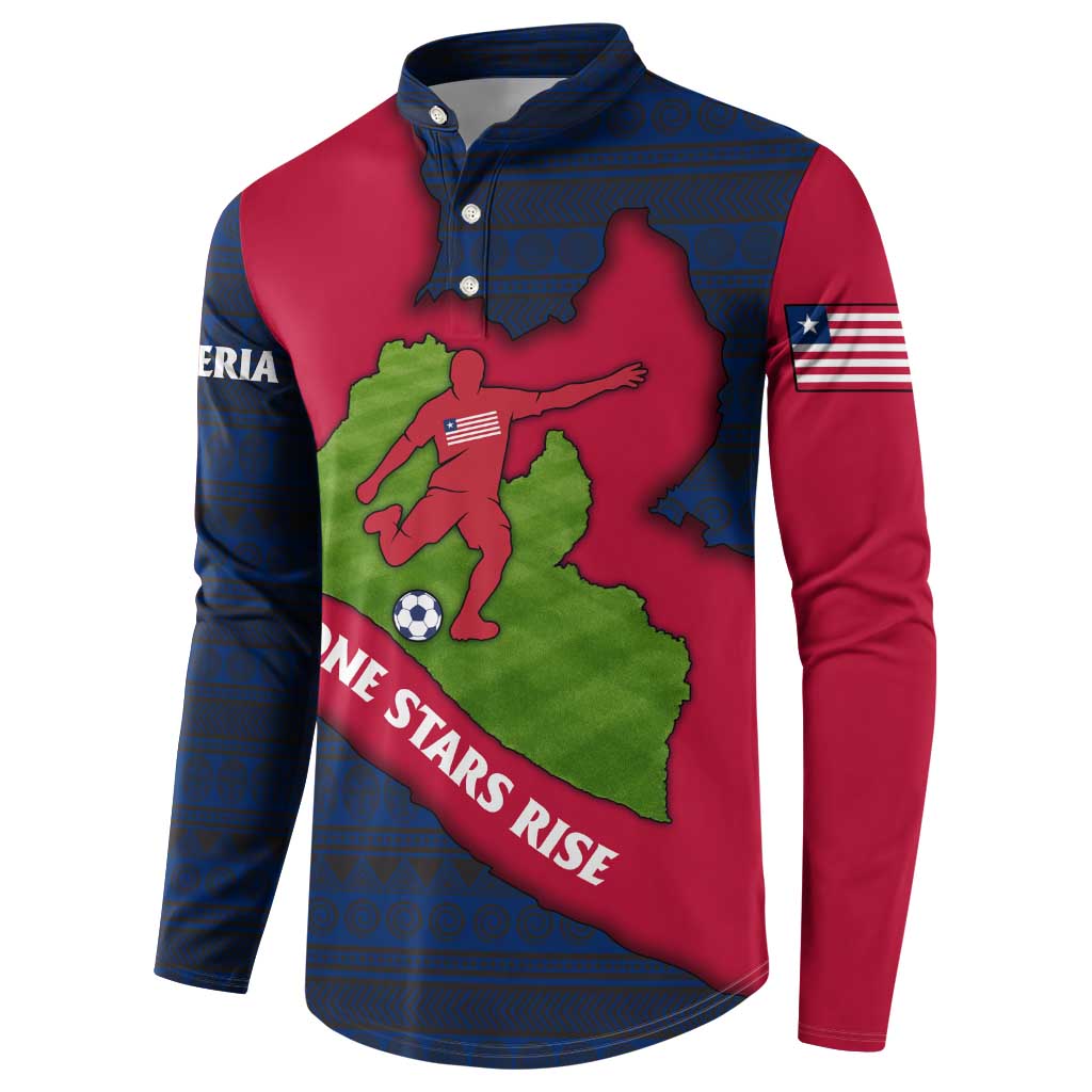 Liberia Lone Stars Rise Football Button Sweatshirt with Map Graphic and National Flag Design