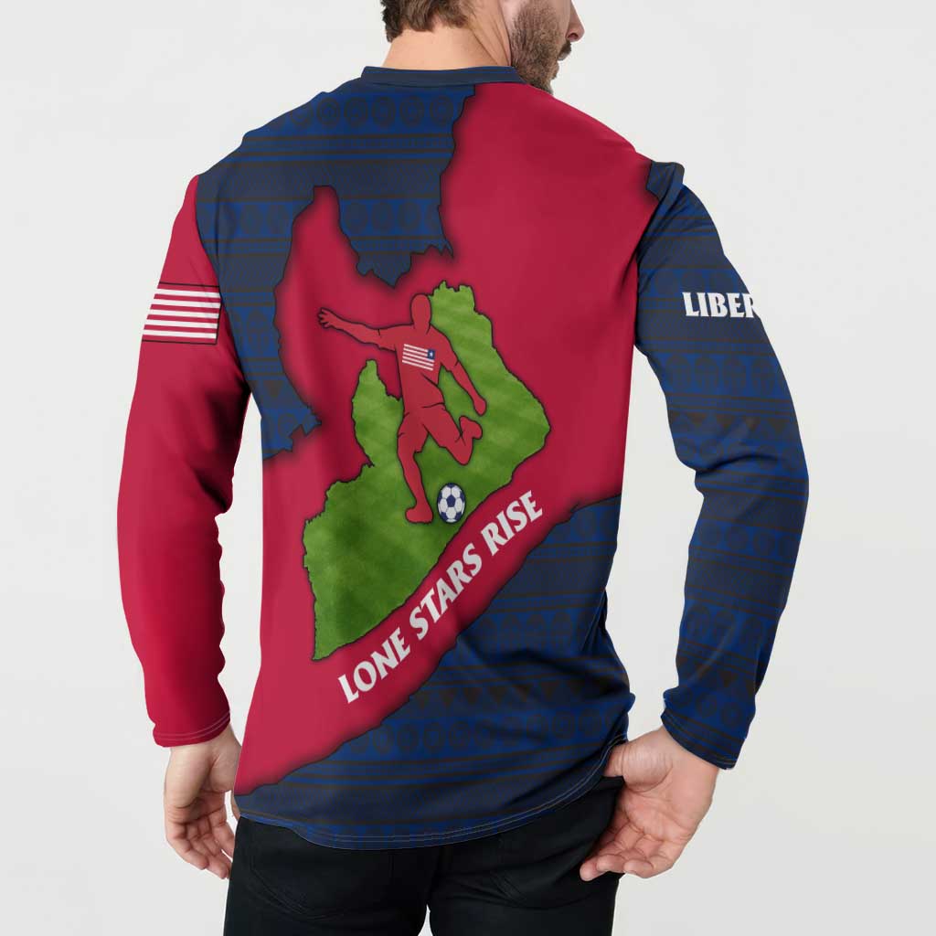 Liberia Lone Stars Rise Football Button Sweatshirt with Map Graphic and National Flag Design