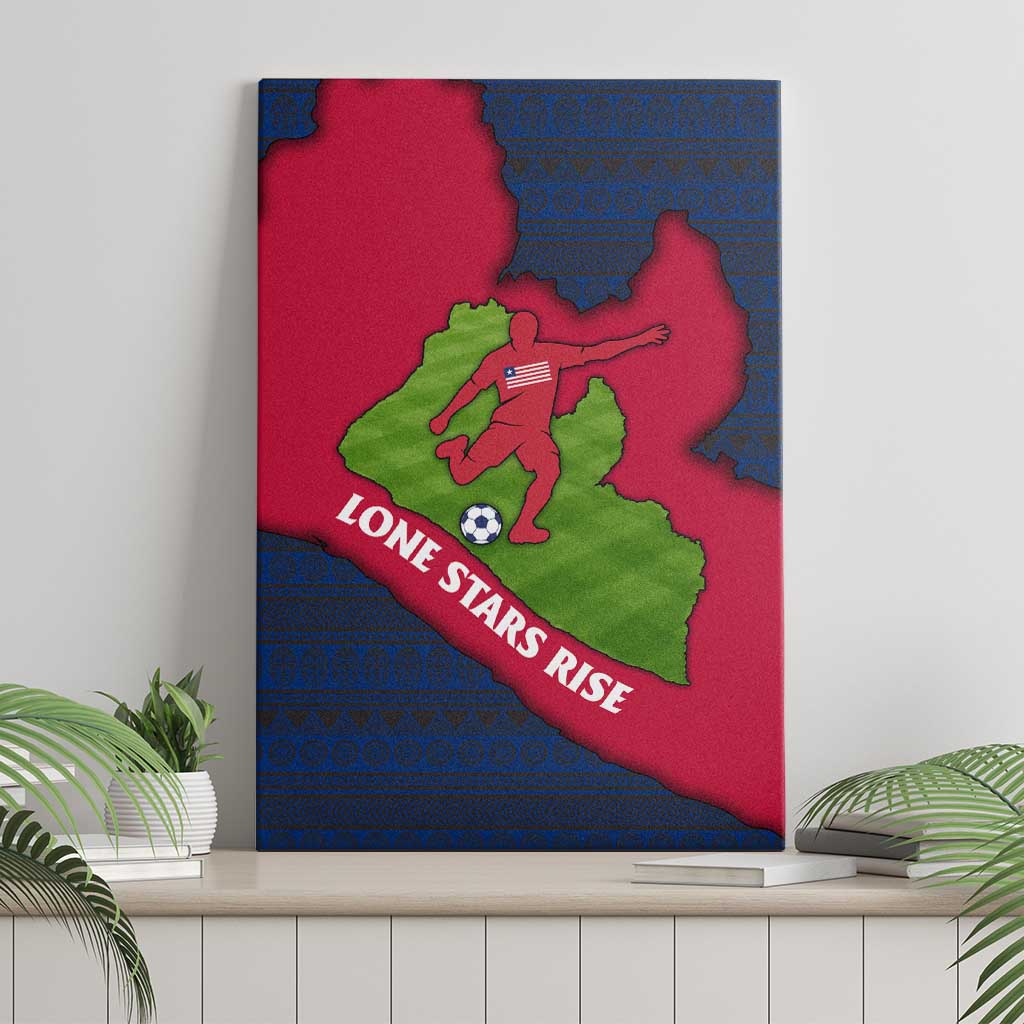 Liberia Lone Stars Rise Football Canvas Wall Art with Map Graphic and National Flag Design
