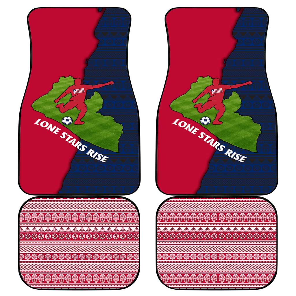 Liberia Lone Stars Rise Football Car Mats with Map Graphic and National Flag Design