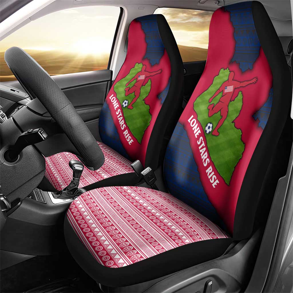 Liberia Lone Stars Rise Football Car Seat Cover with Map Graphic and National Flag Design