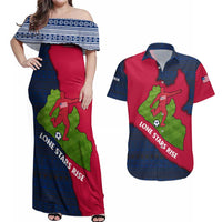 Liberia Lone Stars Rise Football Couples Matching Off Shoulder Maxi Dress and Hawaiian Shirt with Map Graphic and National Flag Design