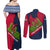 Liberia Lone Stars Rise Football Couples Matching Off Shoulder Maxi Dress and Long Sleeve Button Shirt with Map Graphic and National Flag Design