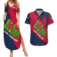 Liberia Lone Stars Rise Football Couples Matching Summer Maxi Dress and Hawaiian Shirt with Map Graphic and National Flag Design