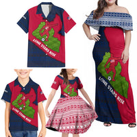 Liberia Lone Stars Rise Football Family Matching Off Shoulder Maxi Dress and Hawaiian Shirt with Map Graphic and National Flag Design