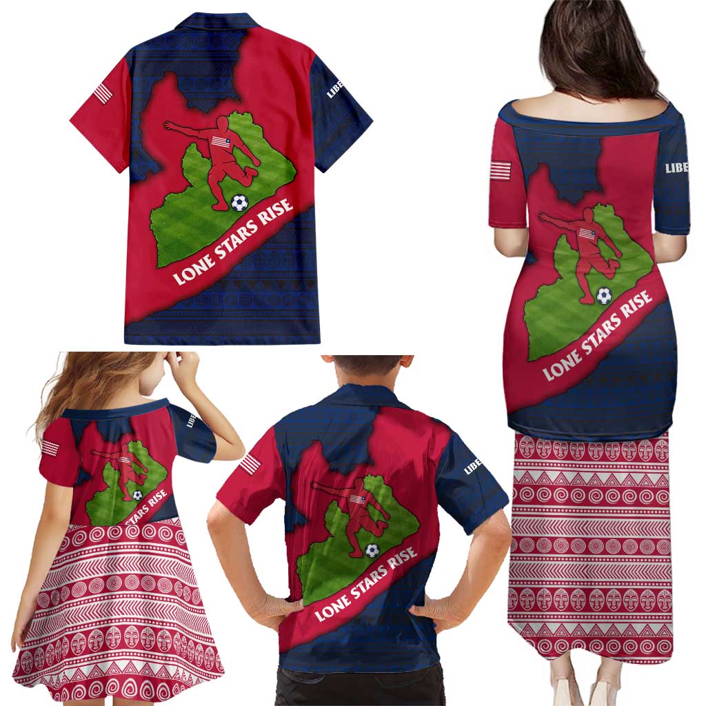 Liberia Lone Stars Rise Football Family Matching Puletasi and Hawaiian Shirt with Map Graphic and National Flag Design