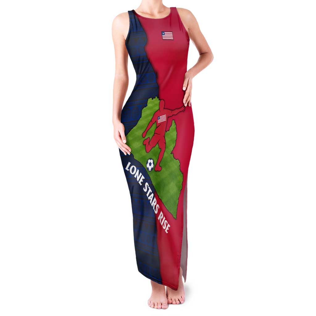 Liberia Lone Stars Rise Football Family Matching Tank Maxi Dress and Hawaiian Shirt with Map Graphic and National Flag Design