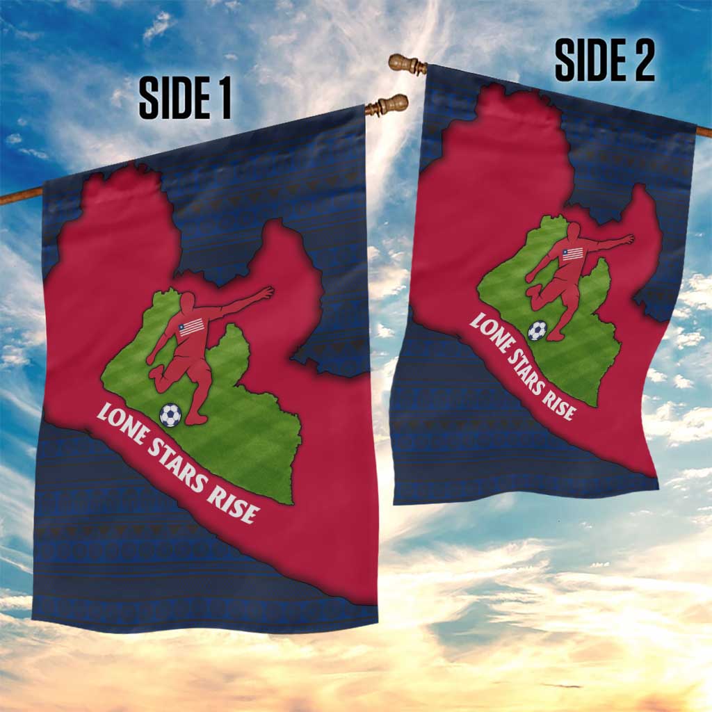 Liberia Lone Stars Rise Football Garden Flag with Map Graphic and National Flag Design