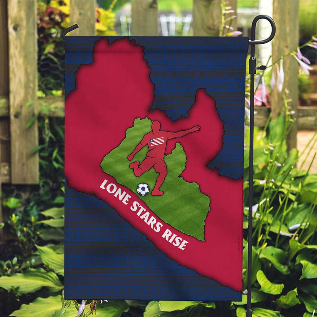 Liberia Lone Stars Rise Football Garden Flag with Map Graphic and National Flag Design