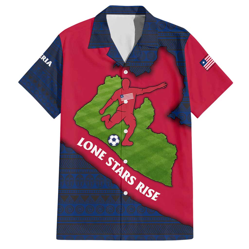 Liberia Lone Stars Rise Football Hawaiian Shirt with Map Graphic and National Flag Design