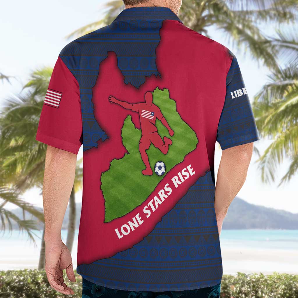 Liberia Lone Stars Rise Football Hawaiian Shirt with Map Graphic and National Flag Design