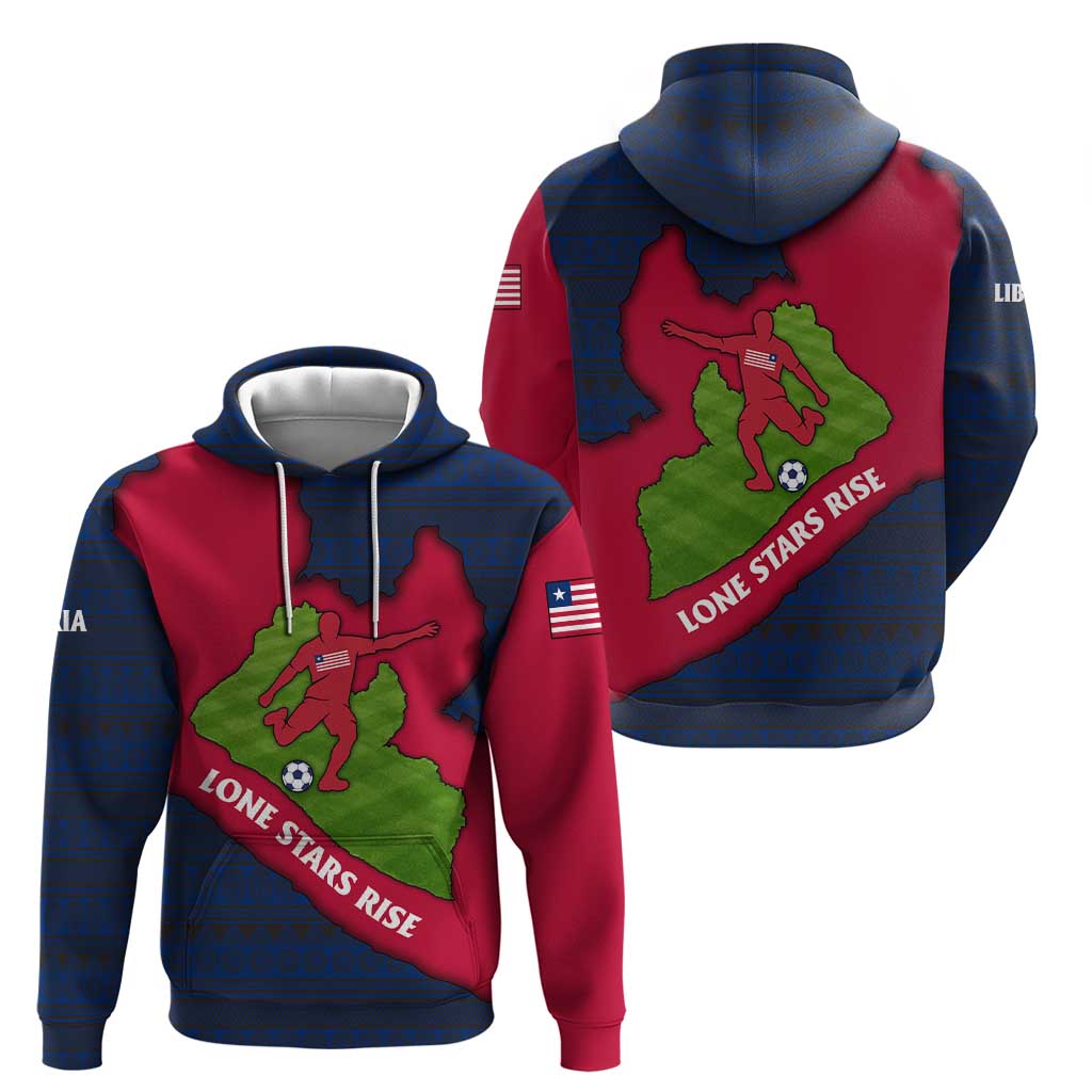 Liberia Lone Stars Rise Football Hoodie with Map Graphic and National Flag Design