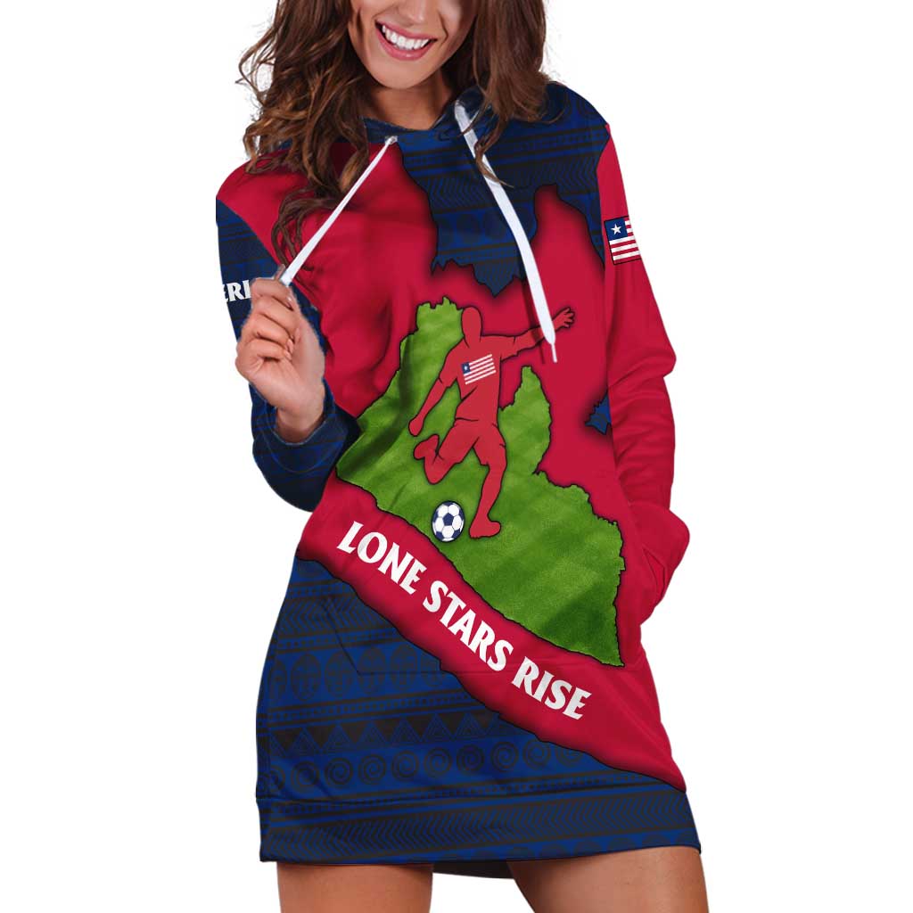 Liberia Lone Stars Rise Football Hoodie Dress with Map Graphic and National Flag Design
