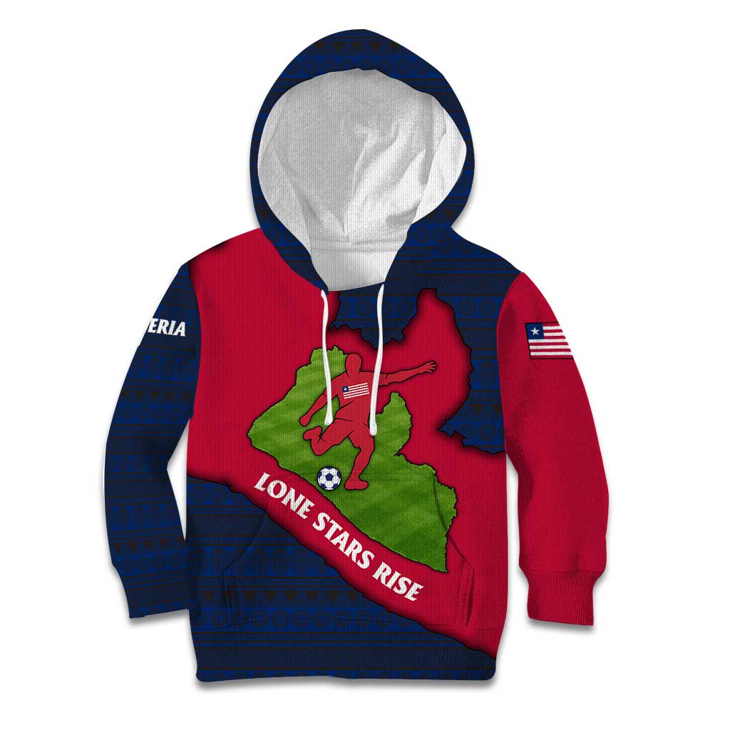 Liberia Lone Stars Rise Football Kid Hoodie with Map Graphic and National Flag Design