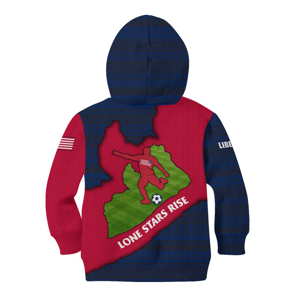 Liberia Lone Stars Rise Football Kid Hoodie with Map Graphic and National Flag Design