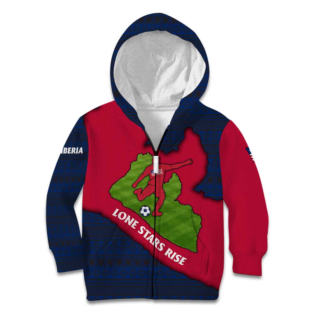 Liberia Lone Stars Rise Football Kid Hoodie with Map Graphic and National Flag Design