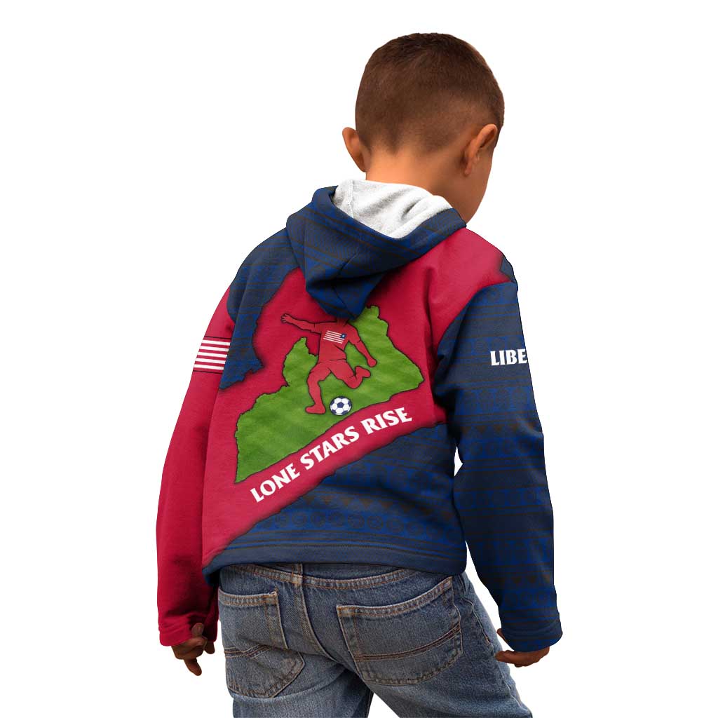 Liberia Lone Stars Rise Football Kid Hoodie with Map Graphic and National Flag Design