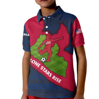 Liberia Lone Stars Rise Football Kid Polo Shirt with Map Graphic and National Flag Design