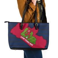 Liberia Lone Stars Rise Football Leather Tote Bag with Map Graphic and National Flag Design