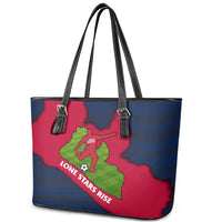 Liberia Lone Stars Rise Football Leather Tote Bag with Map Graphic and National Flag Design