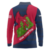 Liberia Lone Stars Rise Football Long Sleeve Polo Shirt with Map Graphic and National Flag Design