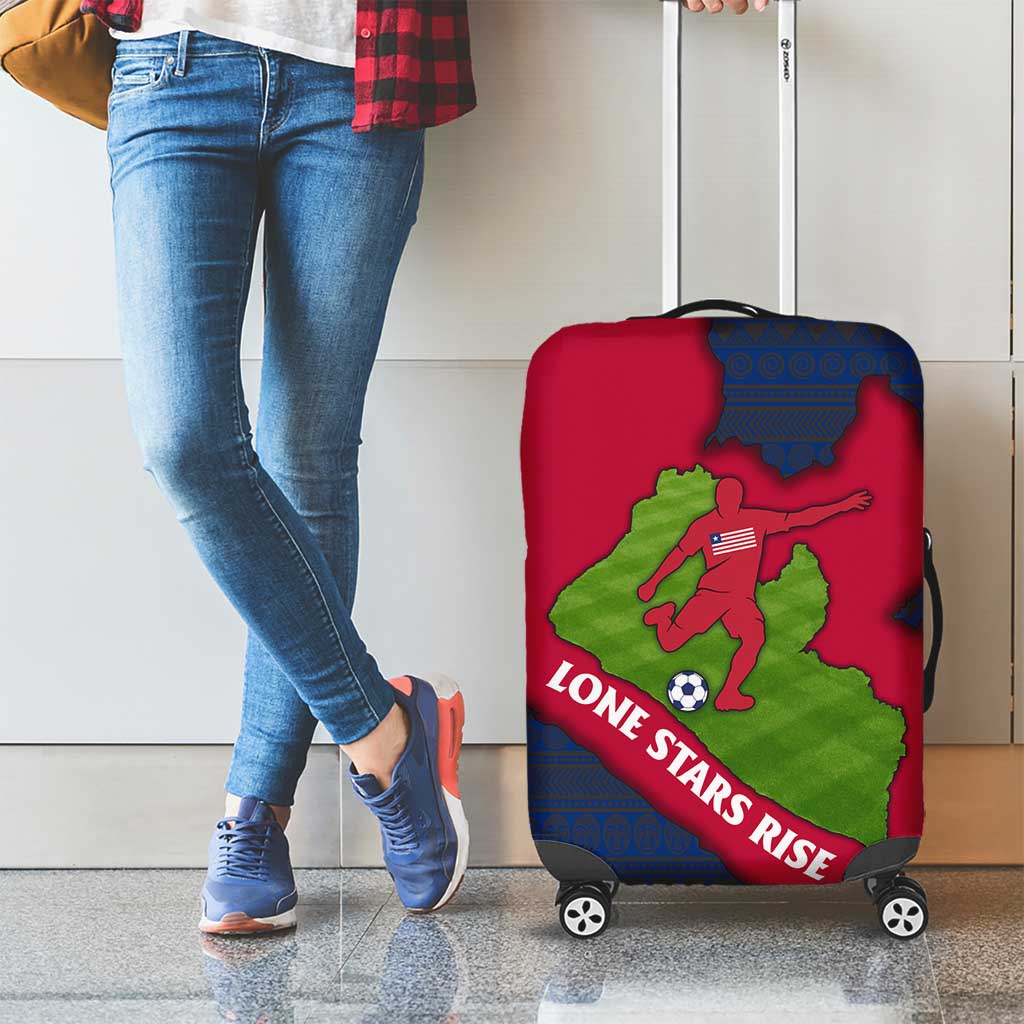Liberia Lone Stars Rise Football Luggage Cover with Map Graphic and National Flag Design