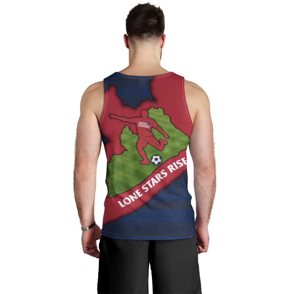 Liberia Lone Stars Rise Football Men Tank Top with Map Graphic and National Flag Design