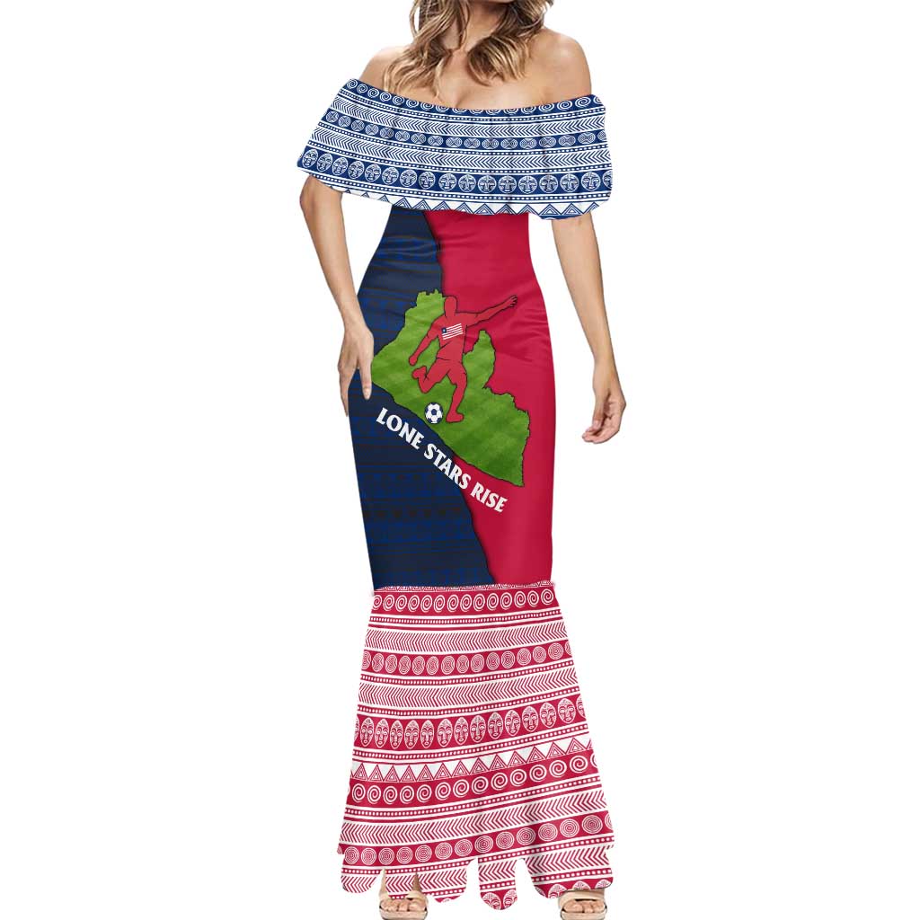 Liberia Lone Stars Rise Football Mermaid Dress with Map Graphic and National Flag Design
