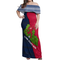 Liberia Lone Stars Rise Football Off Shoulder Maxi Dress with Map Graphic and National Flag Design